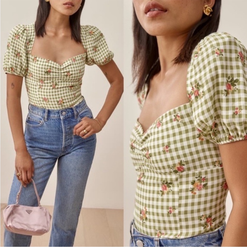 Reformation gingham blouse!